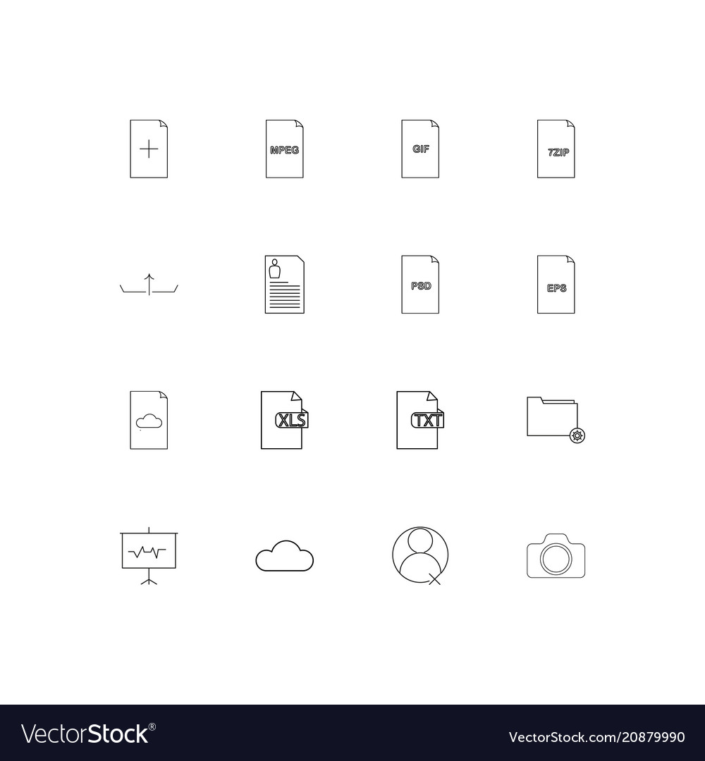 Files and folders sign linear thin icons set