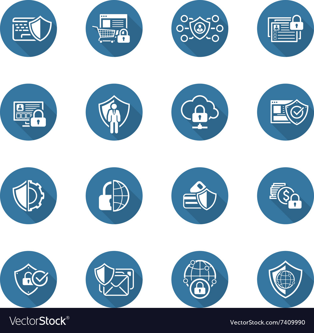 Flat design protection and security icons set