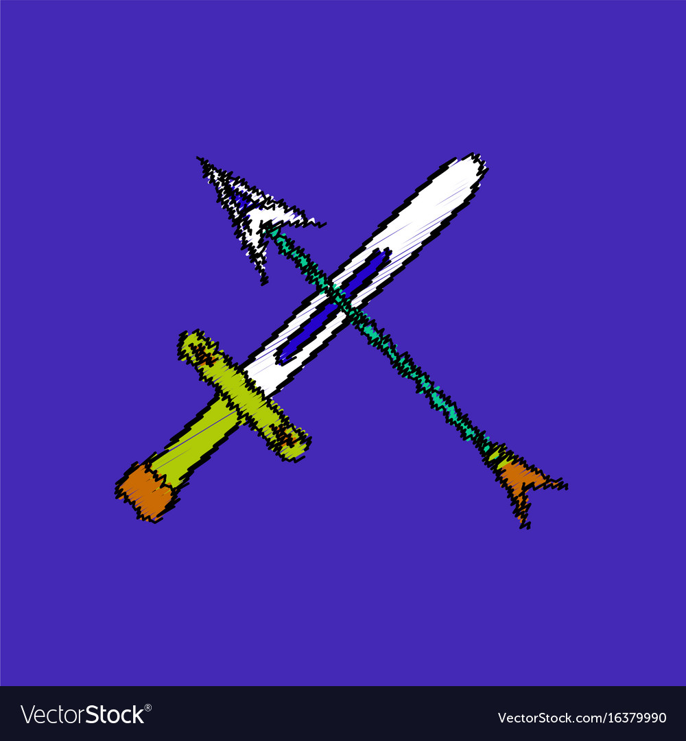 Flat shading style icon sword and arrow