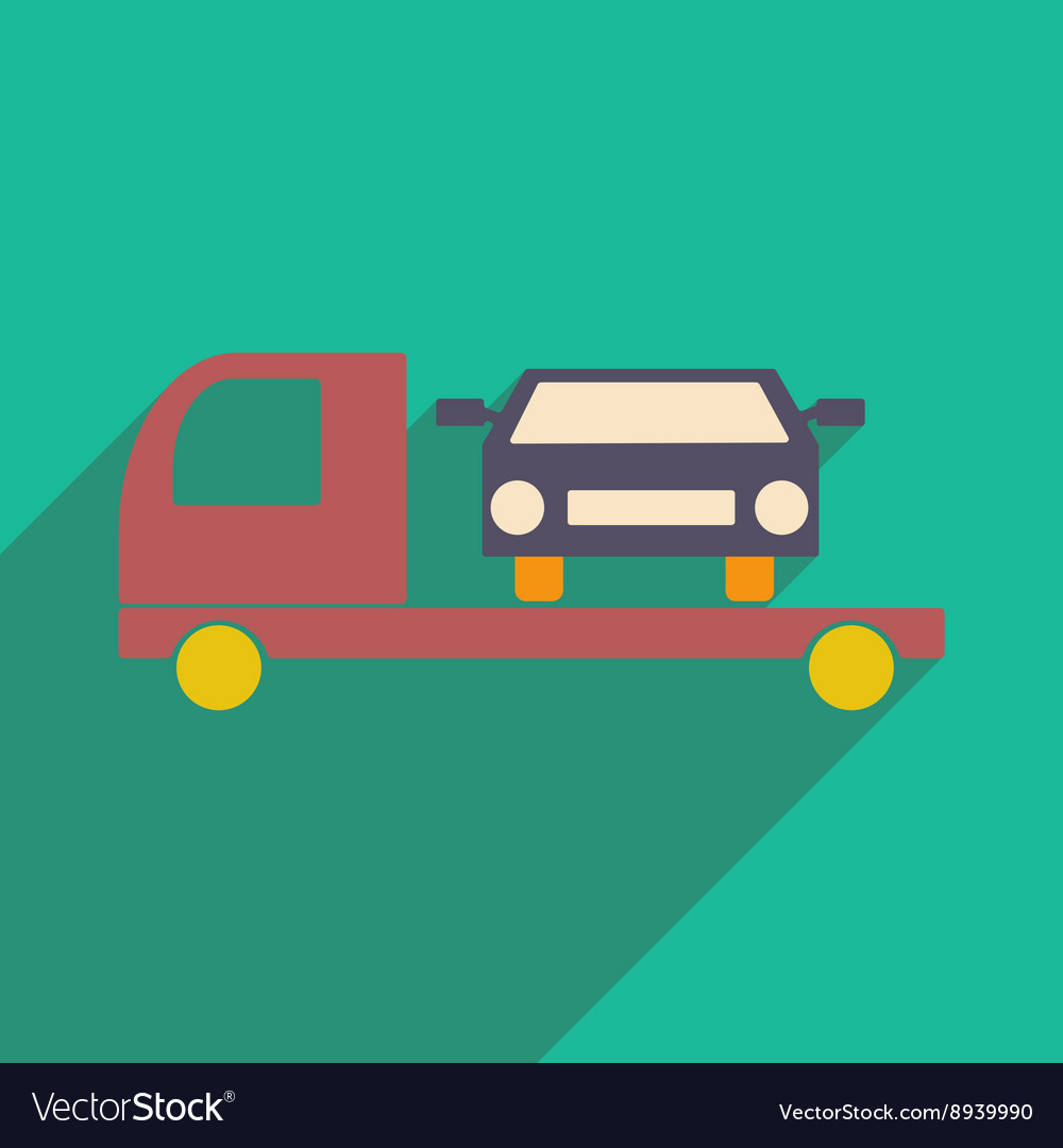 Flat with shadow icon and mobile application tow