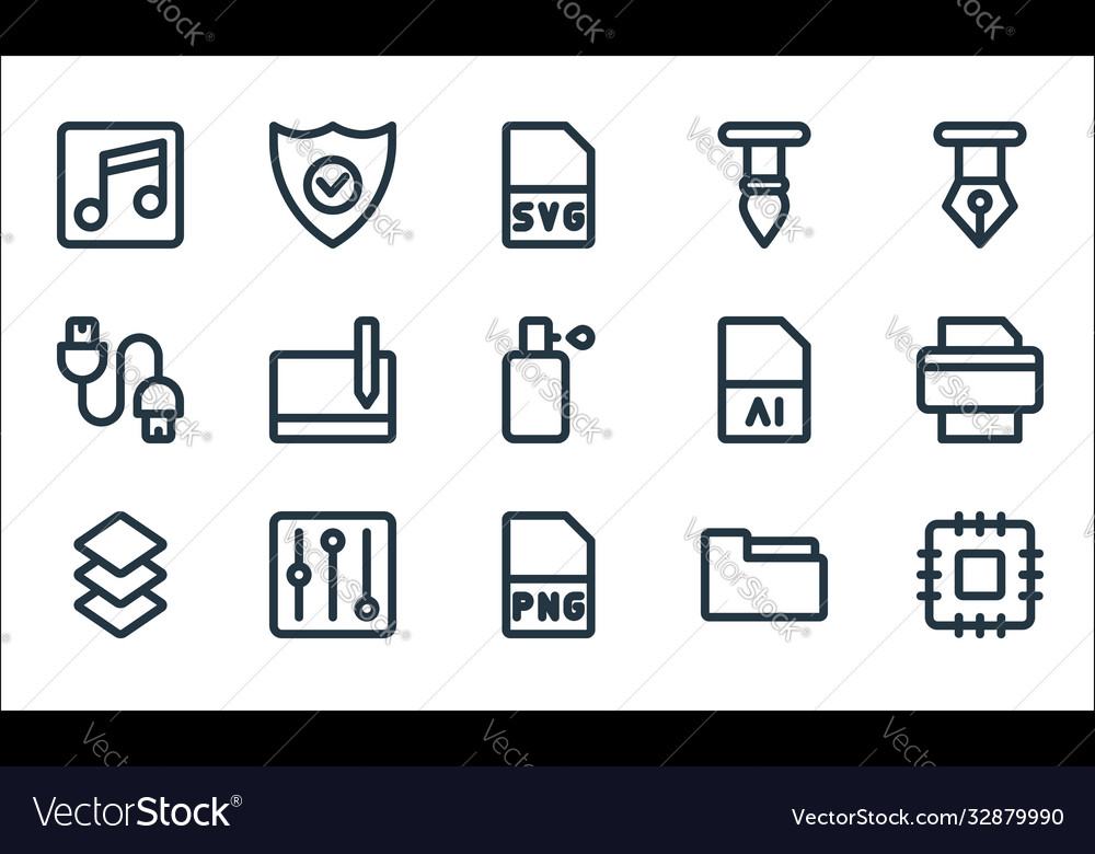 Graphic design line icons linear set quality vector image Graphic design line icons linear set quality