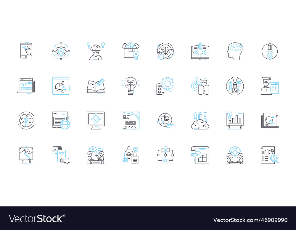 Graphic development linear icons set vector image Graphic development linear icons set