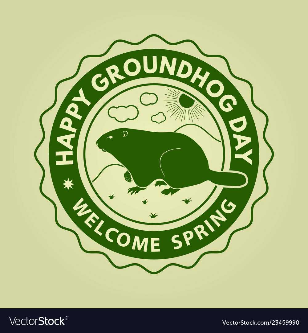 Happy groundhog day greeting card label or poster