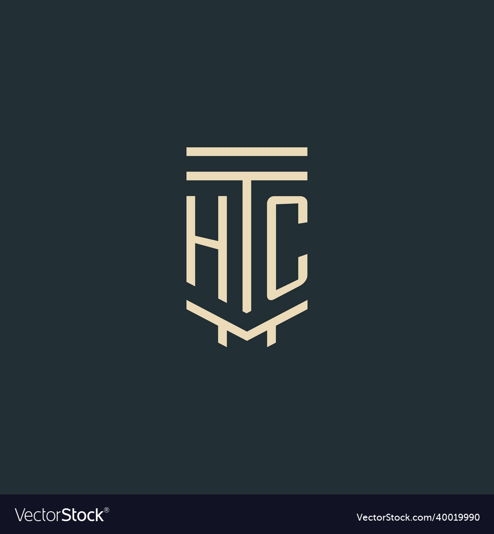 Hc initial monogram with simple line art pillar