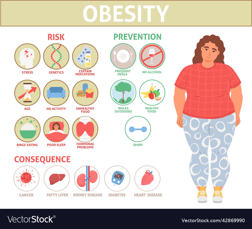 Obesity and excess weight problem info graphics Vector Image