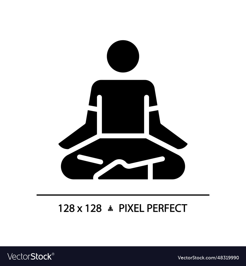 Pixel perfect lotus position glyph style black Vector Image