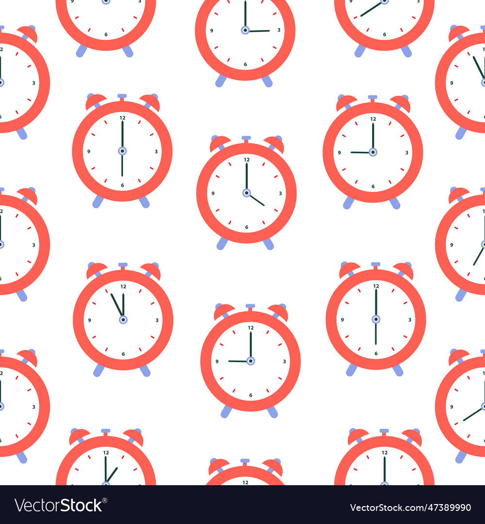 Seamless pattern of alarm clocks