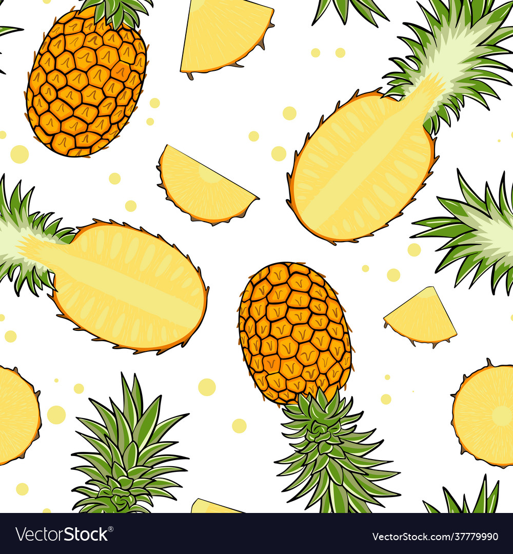 Seamless pattern with pineapples vector image Seamless pattern with pineapples