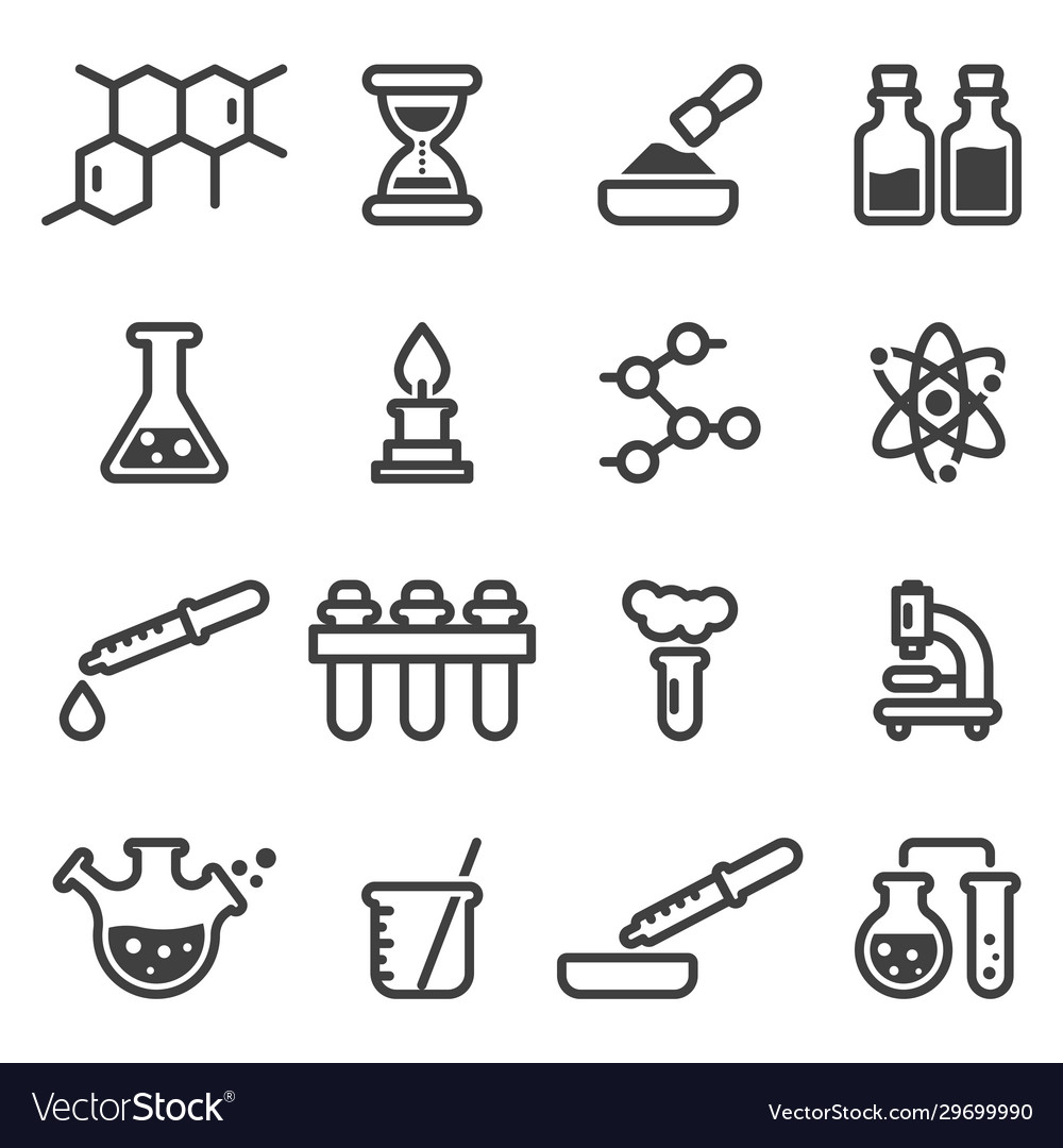 Set chemistry and cooking related icons Royalty Free Vector