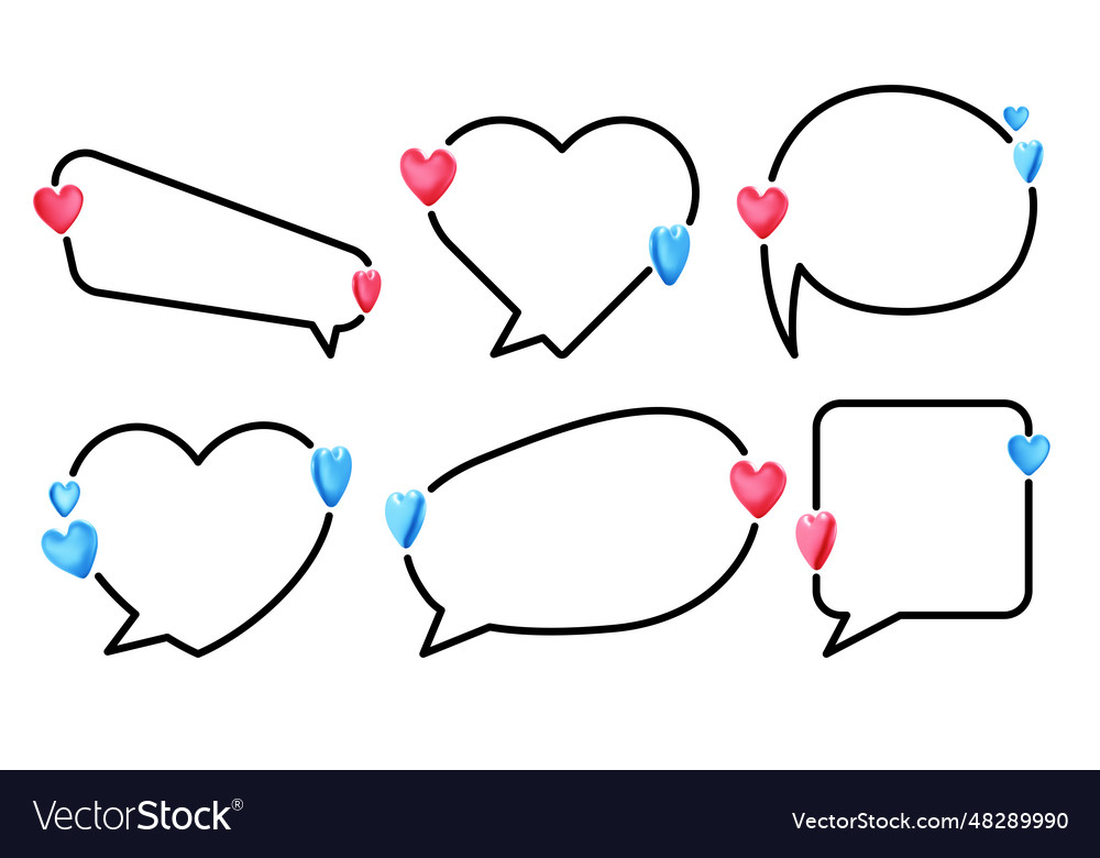 Set of speech bubbles different shapes with 3d Vector Image Set of speech bubbles different shapes with 3d