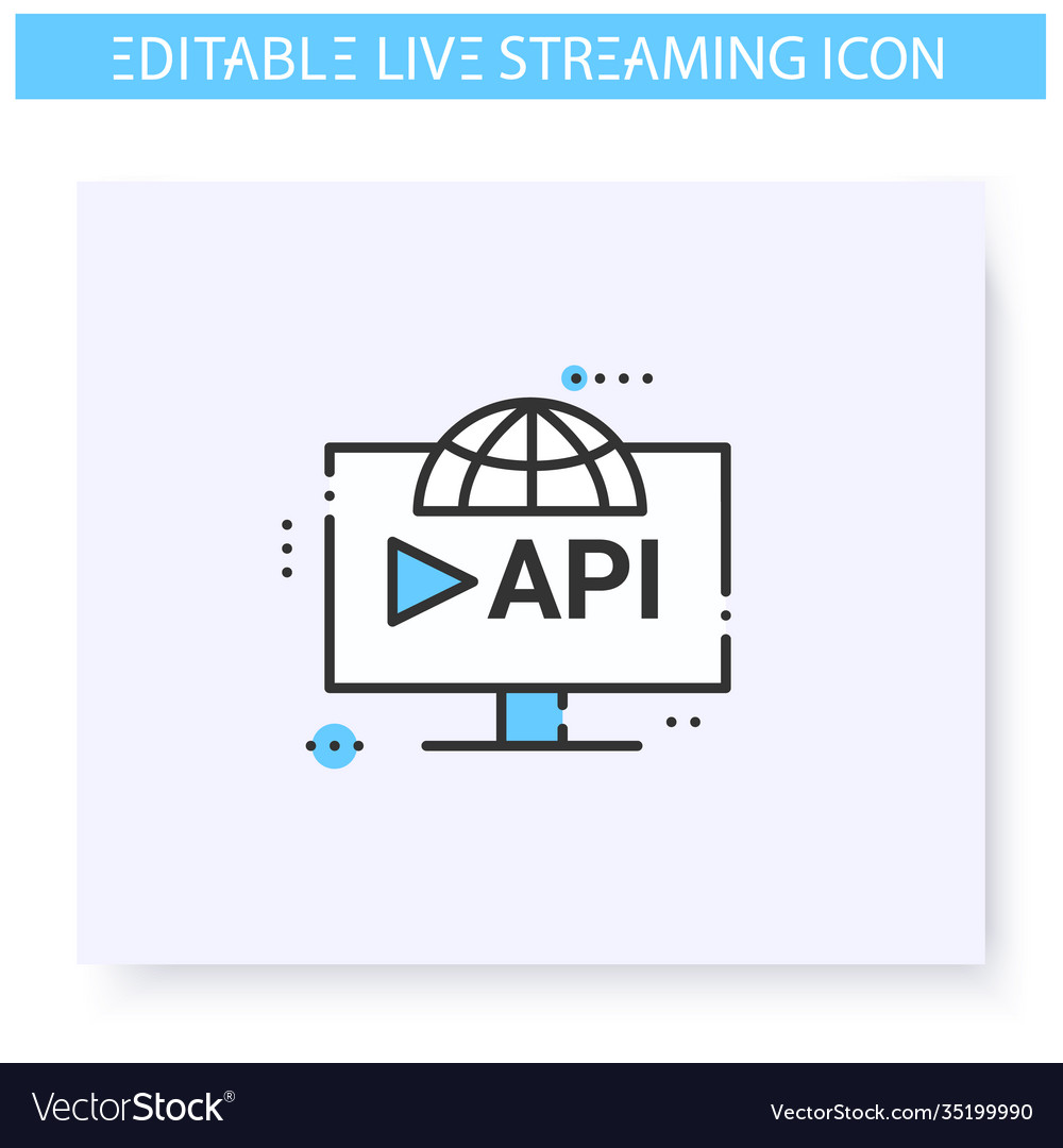 Streaming api line icon editable vector image Streaming api line icon editable