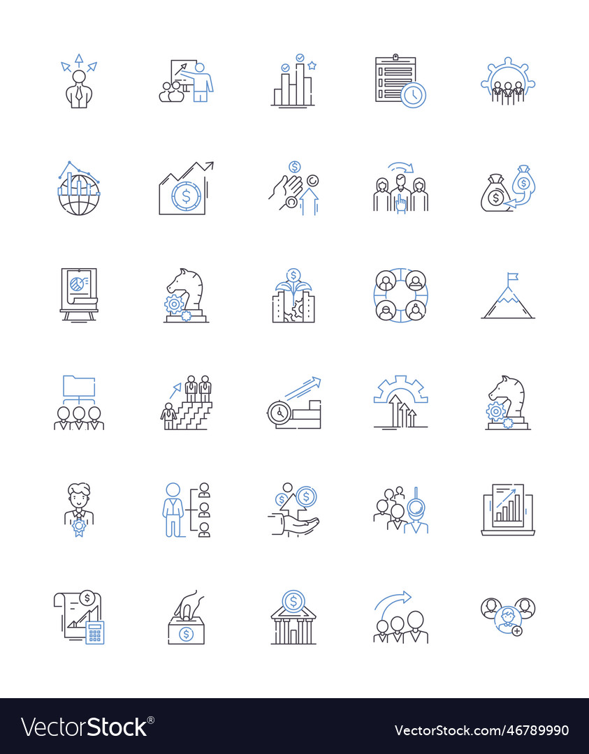 Task completion line icons collection efficiency Vector Image Task completion line icons collection efficiency