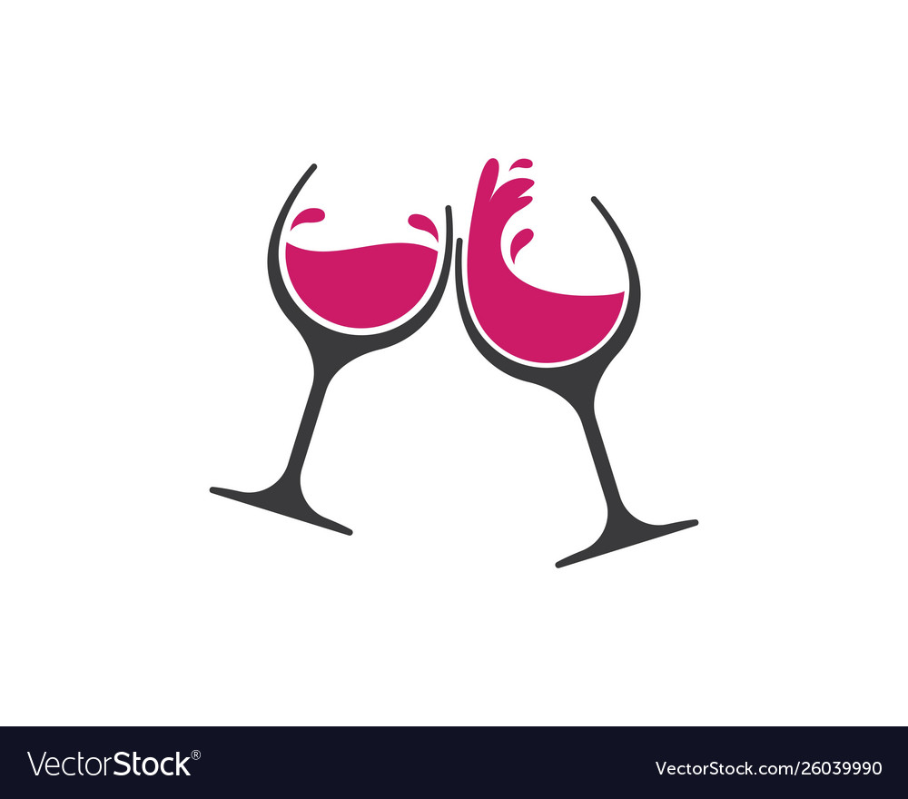 Wine glasses toasting logo icon