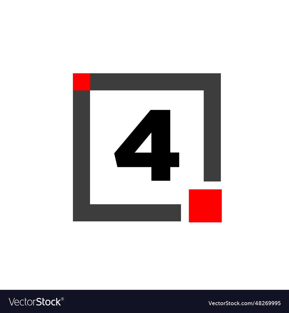 4 number with square box icon monogram vector image 4 number with square box icon monogram