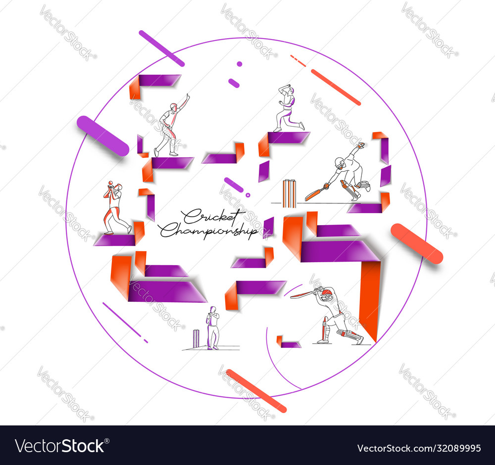 Abstract colorful pattern with batsman and bowler vector image Abstract colorful pattern with batsman and bowler