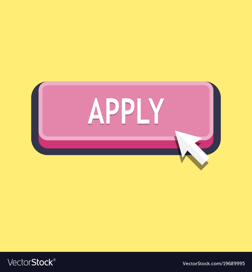 Apply button with cursor in flat design