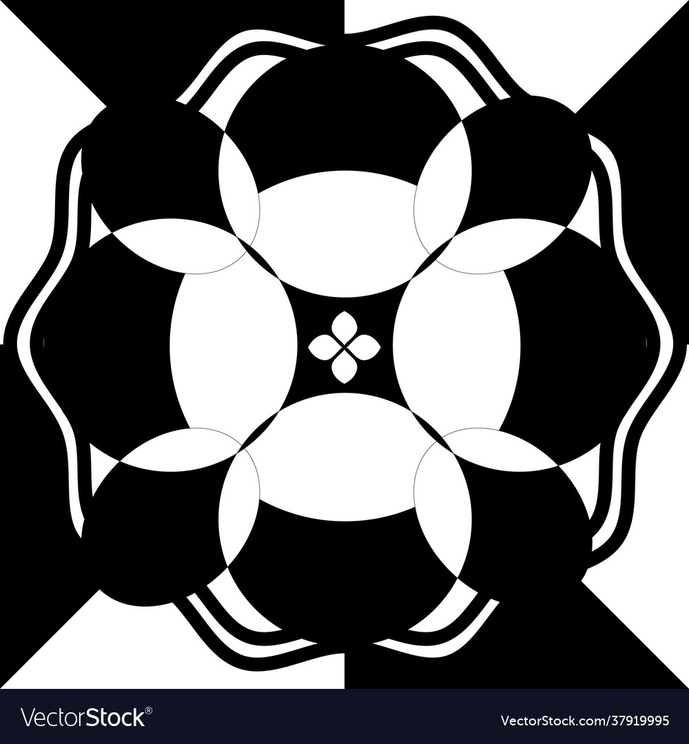 Black line flower pattern in a square shape