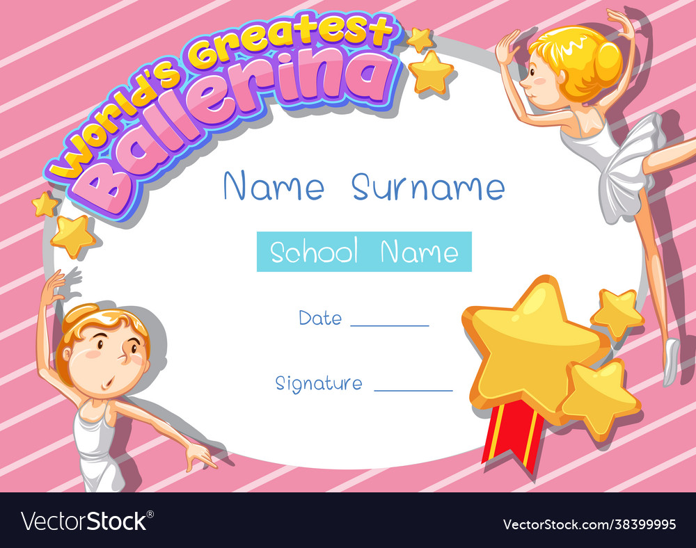 Certificate template for worlds greatest ballerina