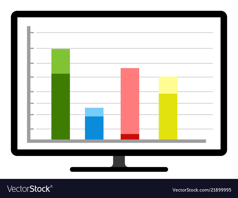 Colored business graph on a computer screen