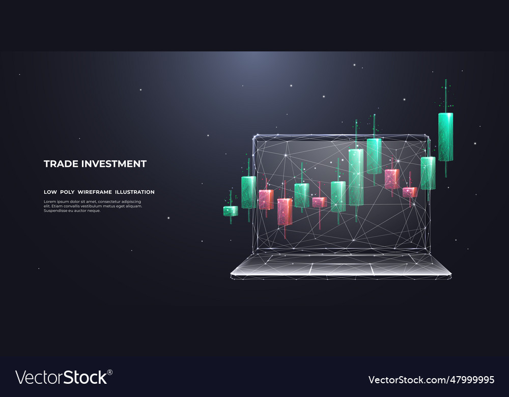 Digital graph chart on laptop screen Royalty Free Vector