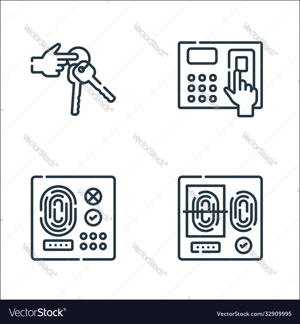 Hacker line icons linear set quality vector image Hacker line icons linear set quality