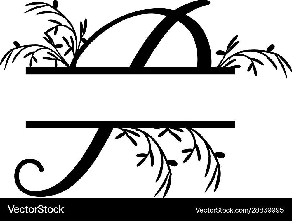 Initial p decorative plant monogram split letter Vector Image