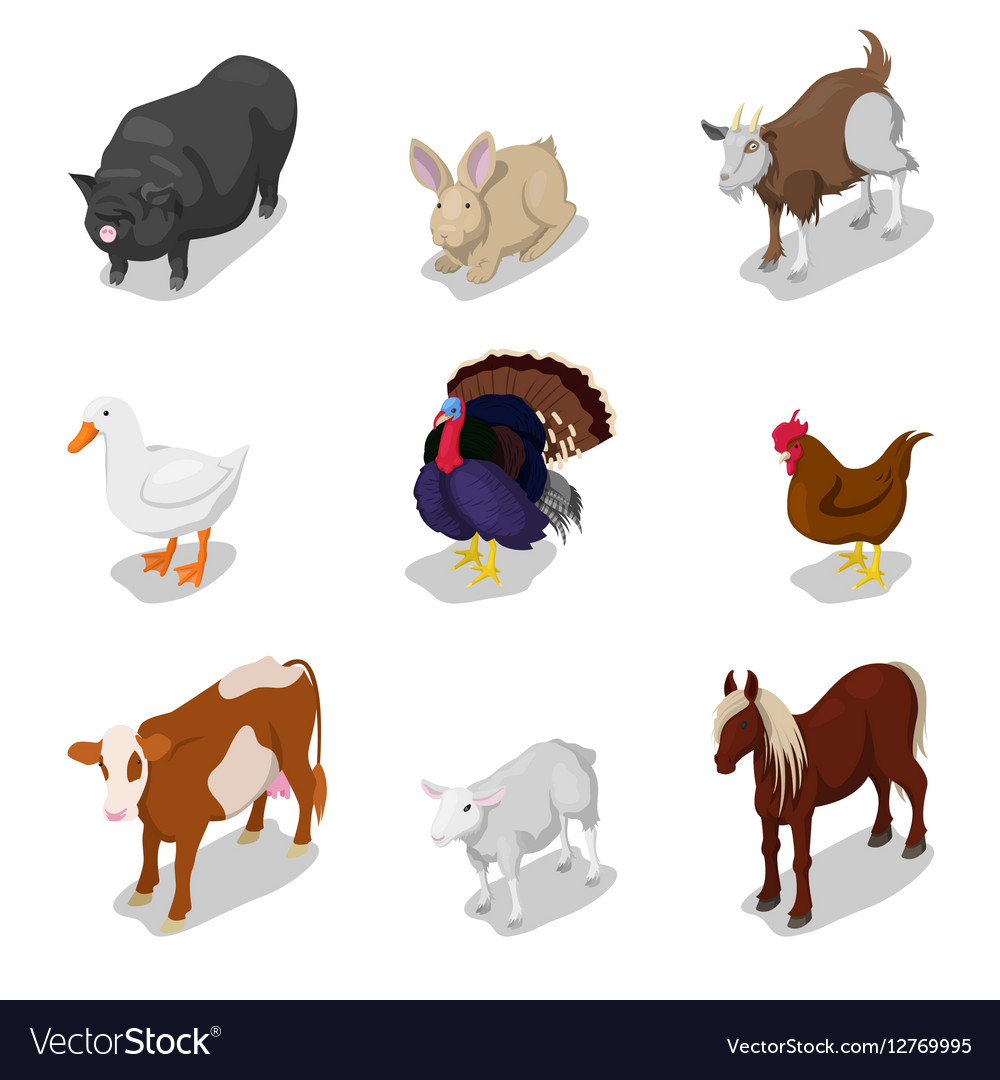 Isometric Farm Animal Collection