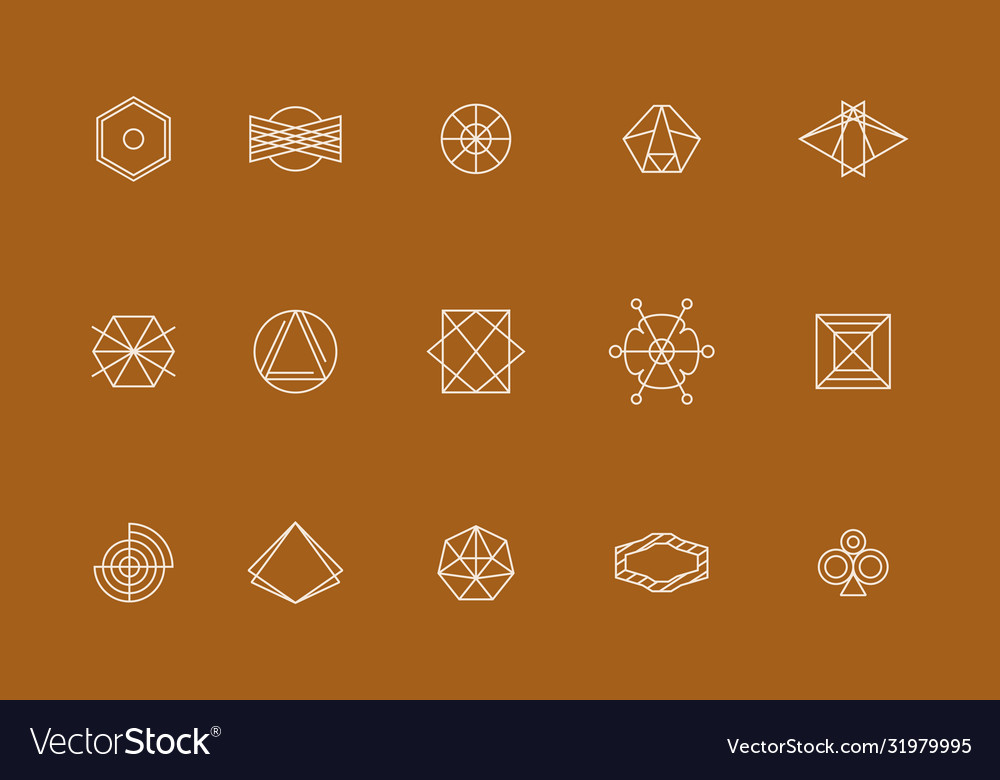 Linear Geometric Shape Icon Set