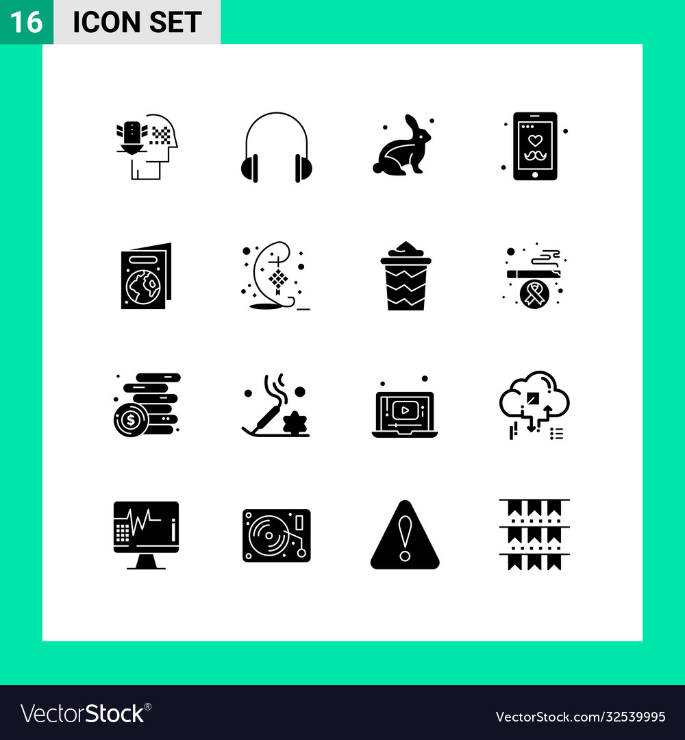 Pack 16 modern solid glyphs signs and symbols