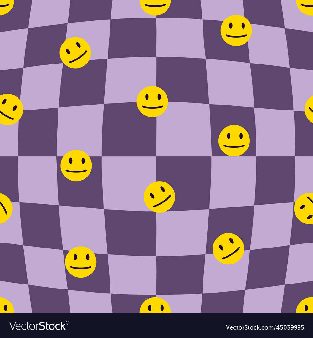Psychedelic seamless pattern with smiling faces vector image Psychedelic seamless pattern with smiling faces
