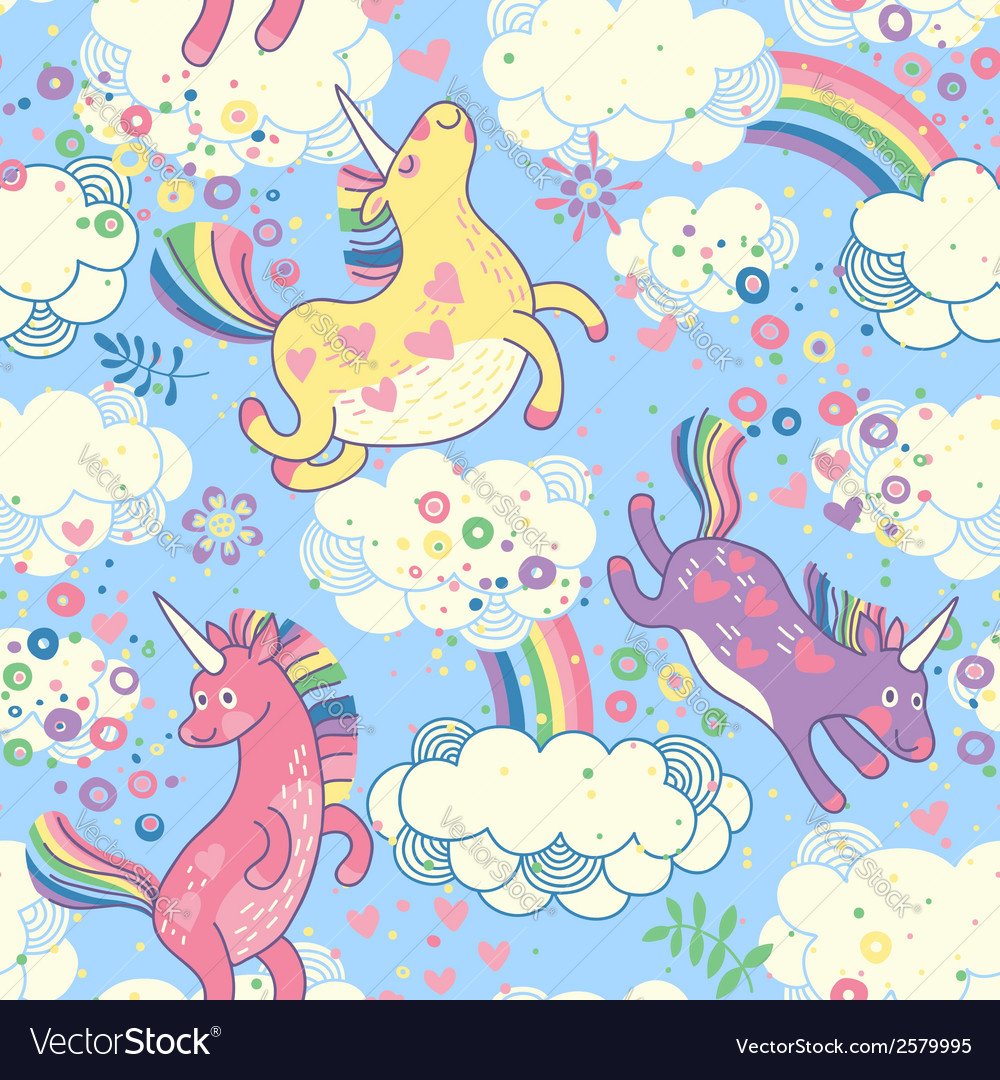 Rainbow Unicorn Cloud Pattern
