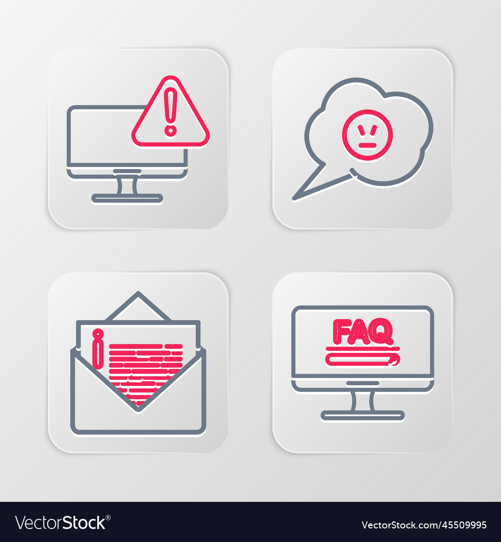 Set line monitor with faq information envelope vector image Set line monitor with faq information envelope