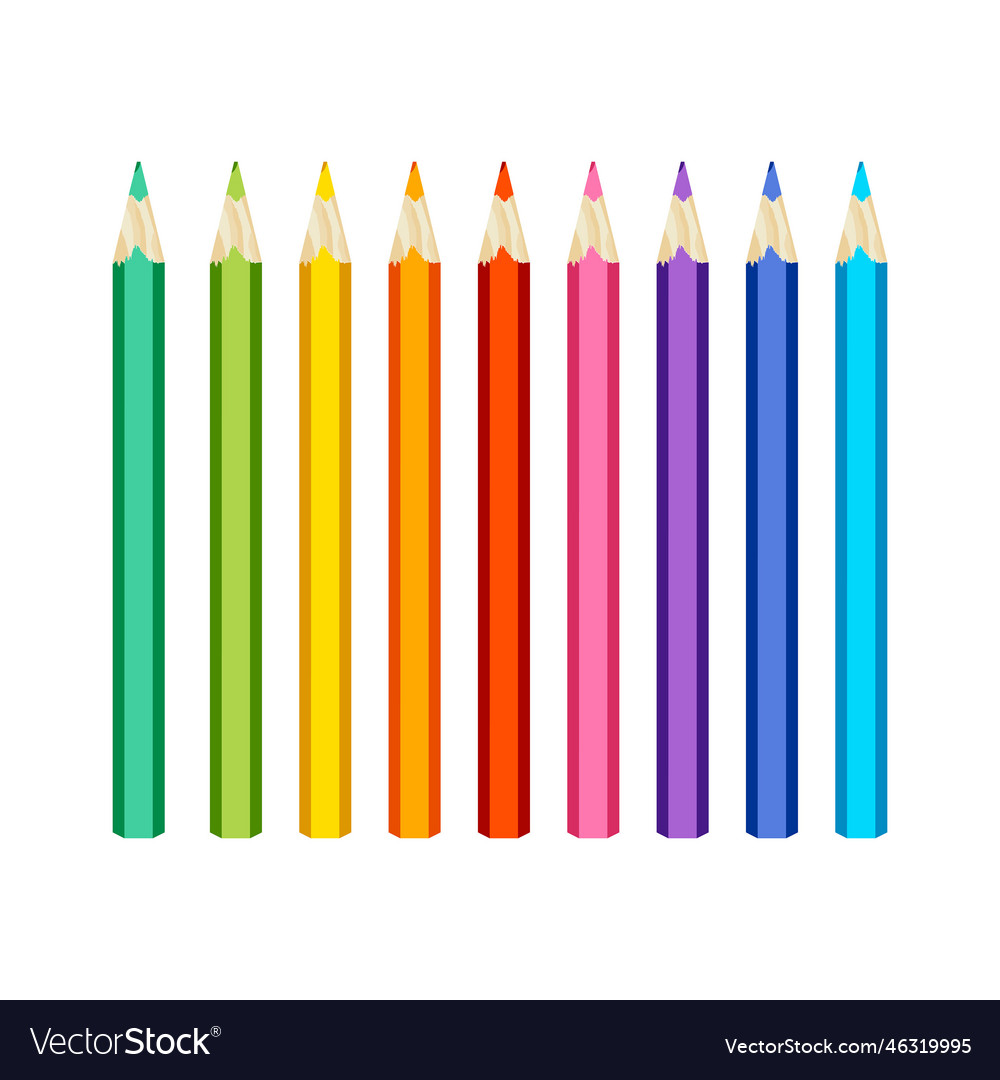 Set of colored pencils realistic pencils Vector Image