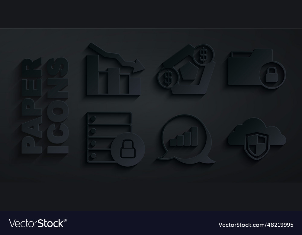 Set pie chart infographic folder and lock server vector image Set pie chart infographic folder and lock server