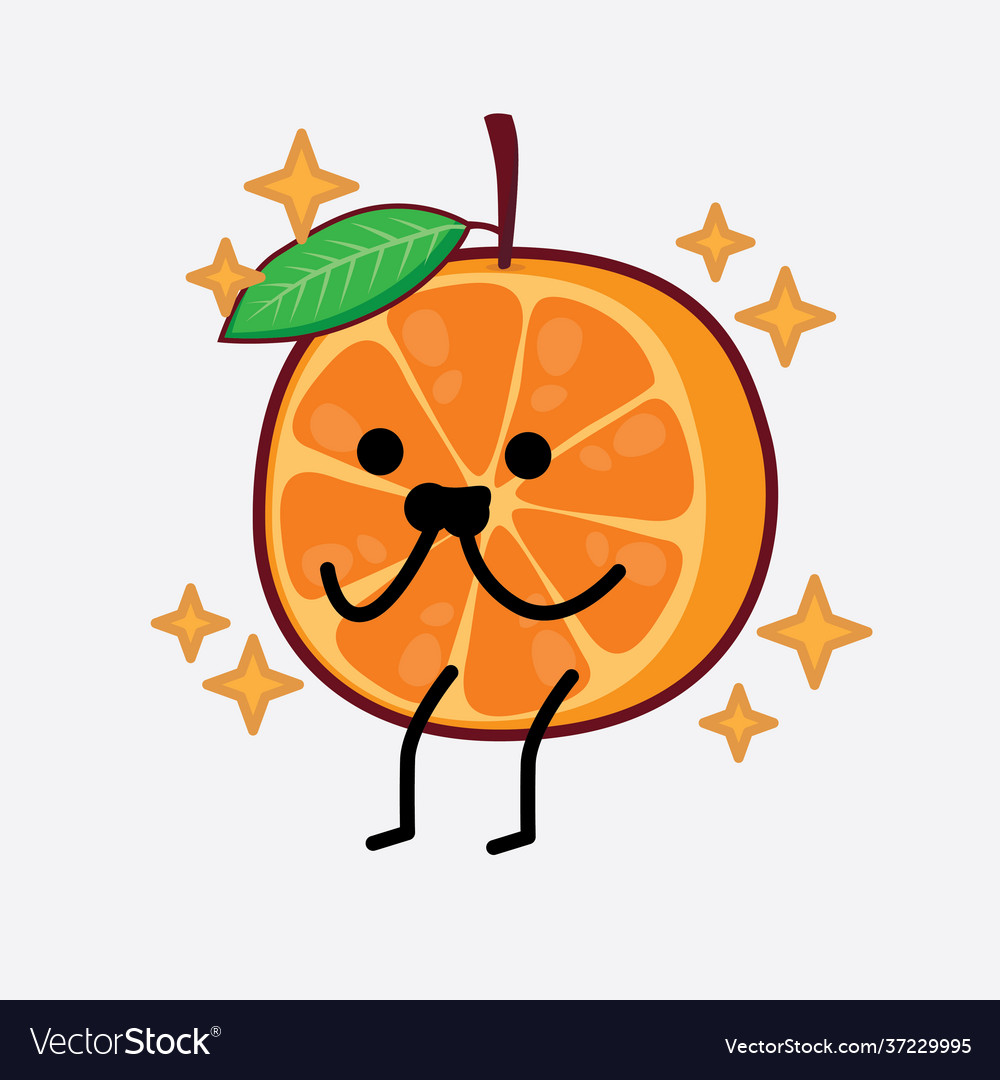 Sliced orange cute character with simple face Vector Image