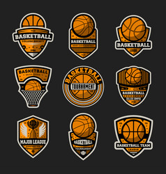 Basketball league isolated label set Royalty Free Vector