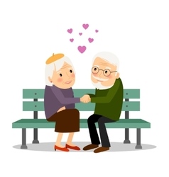 Old couple in love sitting on bench Royalty Free Vector