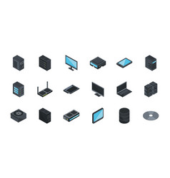 Technology hardware device computer icons set Vector Image