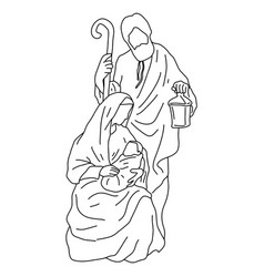 Joseph Mary And Baby Jesus Sketch Royalty Free Vector Image