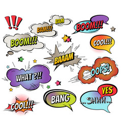 Comic Speech Bubbles And Splashes Set With Vector Image