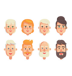 A set of female avatars with different hairstyles vector image