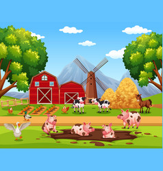 Rural happy farm animals Royalty Free Vector Image