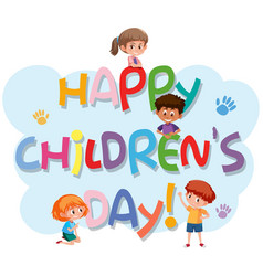 Happy children day logo Royalty Free Vector Image