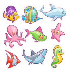 Sea Animals Set Royalty Free Vector Image - Vectorstock