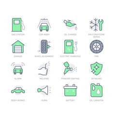 Car mechanic service and repair icons green set Vector Image