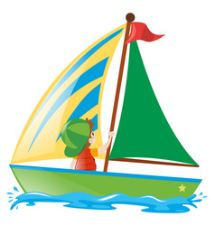 Little girl sailing on sea Royalty Free Vector Image