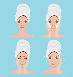 Acne treatment before facial cleansing foam Vector Image