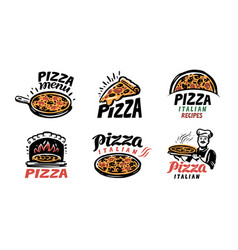 Pizza pizzeria logo or icon labels for menu Vector Image