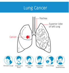 Man with lung cancer diagram and symptoms icons Vector Image