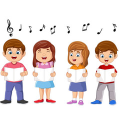 Choir girls and boys singing a song Royalty Free Vector